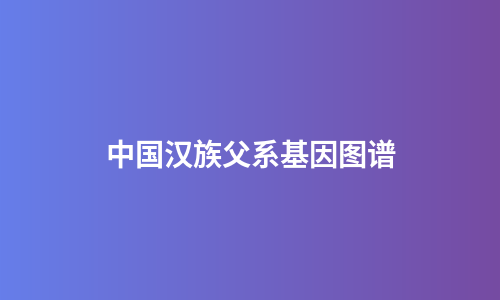 中国汉族父系基因图谱