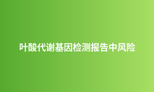 叶酸代谢基因检测报告中风险