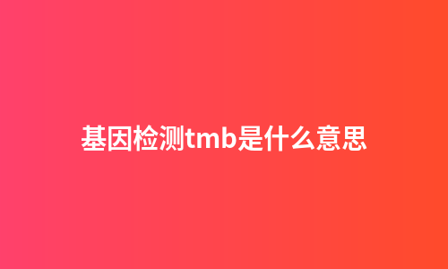 基因检测tmb是什么意思