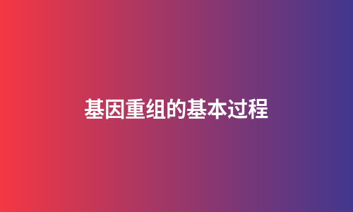基因重组的基本过程