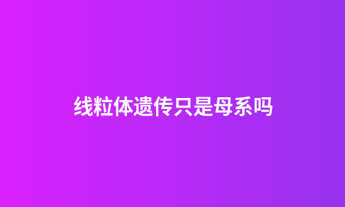 线粒体遗传只是母系吗
