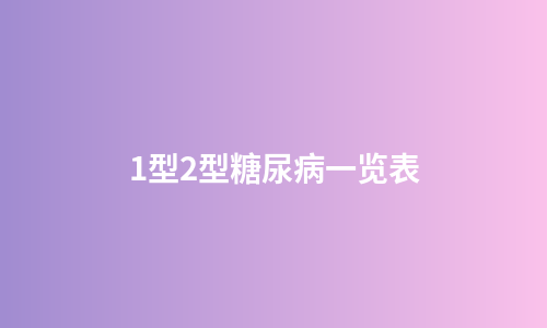 1型2型糖尿病一览表