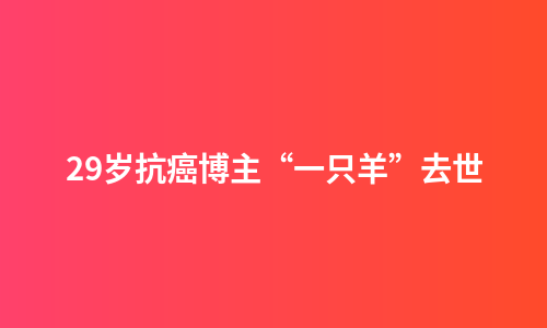 29岁抗癌博主“一只羊”去世