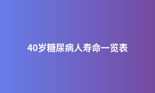 40岁糖尿病人寿命一览表