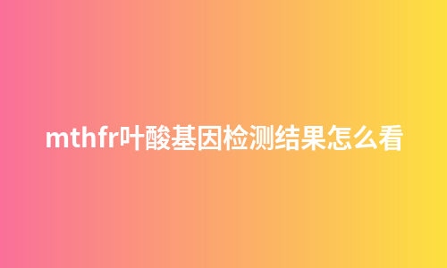 mthfr叶酸基因检测结果怎么看