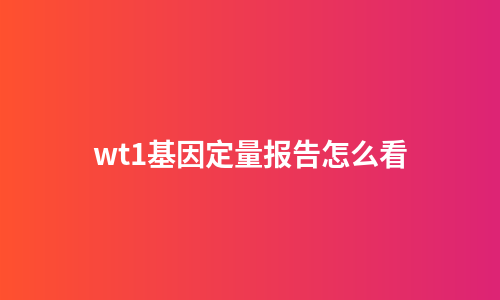 wt1基因定量报告怎么看