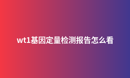 wt1基因定量检测报告怎么看