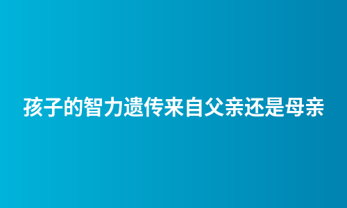 孩子的智力遗传来自父亲还是母亲