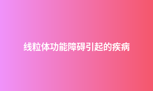 线粒体功能障碍引起的疾病