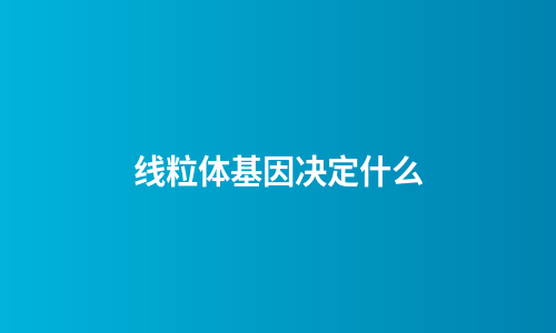 线粒体基因决定什么