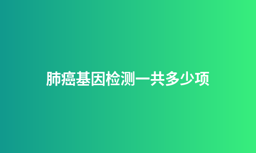 肺癌基因检测一共多少项