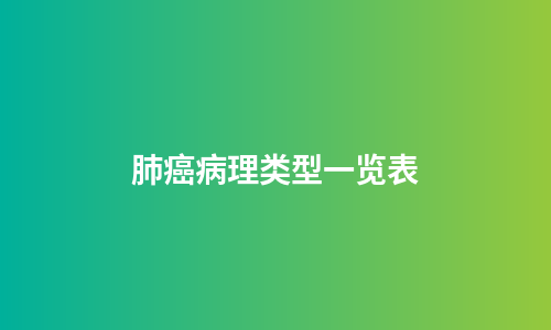 肺癌病理类型一览表