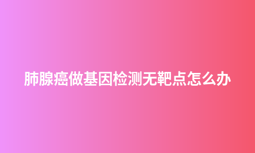 肺腺癌做基因检测无靶点怎么办